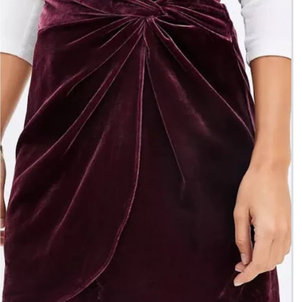 LOFT Velvet Mini Skirt in Deep Burgundy